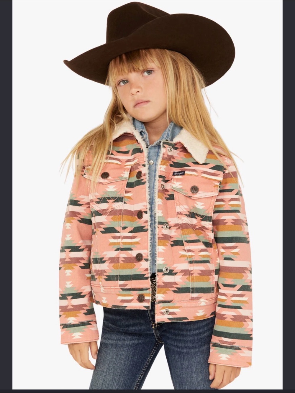 Kids Wrangler Pink Sherpa-Lined Jacket